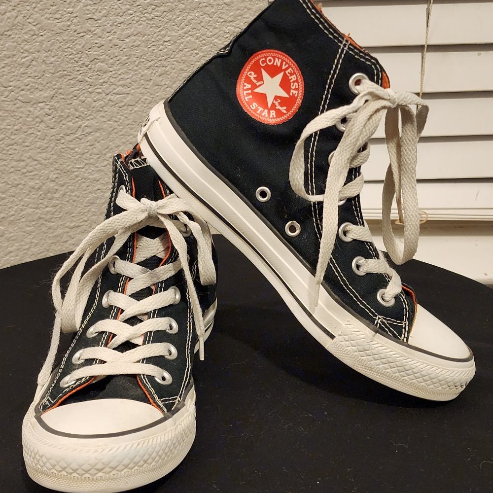 Converse Chuck Taylor Black & Orange Zipper High Tops - Woman's Size 5.5